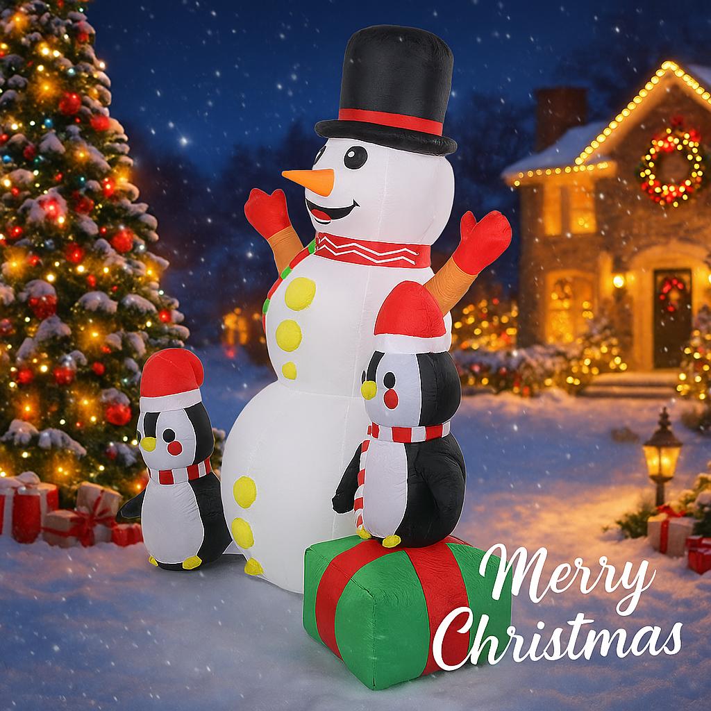 5.91FT Inflatable Snowman Penguins Toys With LED Lights Xmas Yard Lawn Home Party Decorations Christmas Supplies Ornaments Gifts