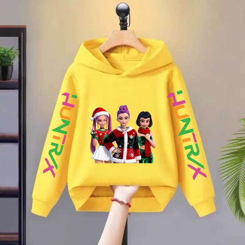 

Стильная детская толстовка с капюшоном в стиле KPOP, модная и удобная рождественская серия, модная спортивная одежда оверсайз для девочек, уличная одежда 100