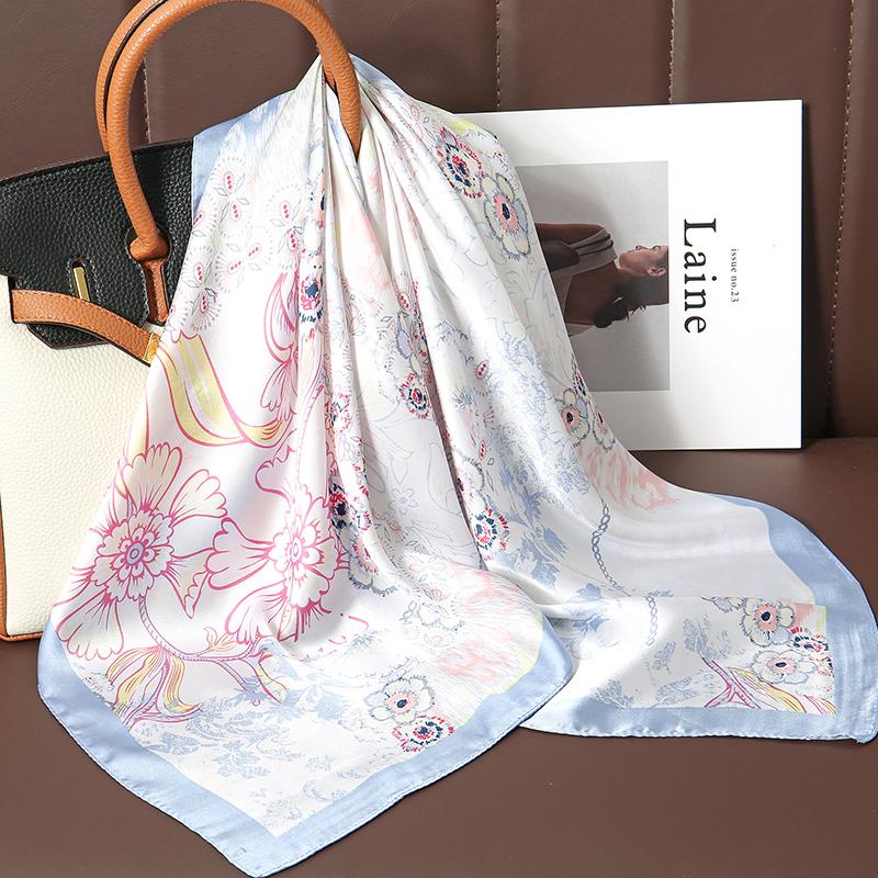 Luxus Hijab Haarbänder Quadratischer Seidenschal für Frauen Halstuch Weiblicher Satinschal Band Stirnband Fashion Wraps Bandana