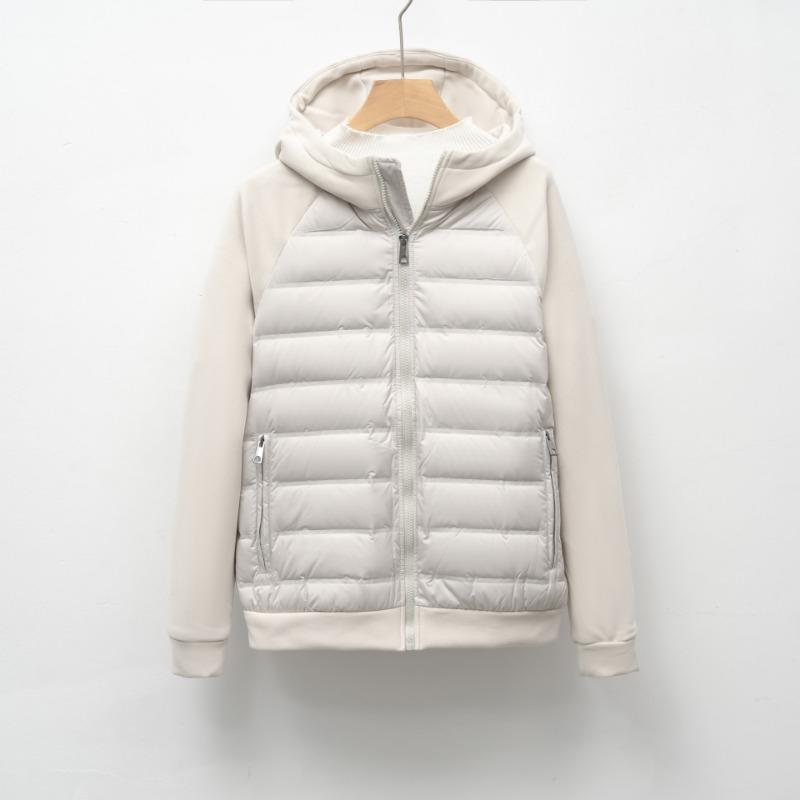 Down jacket new national standard 90 down casual splicing versatile hooded seamless pressing glue men and women light and warm