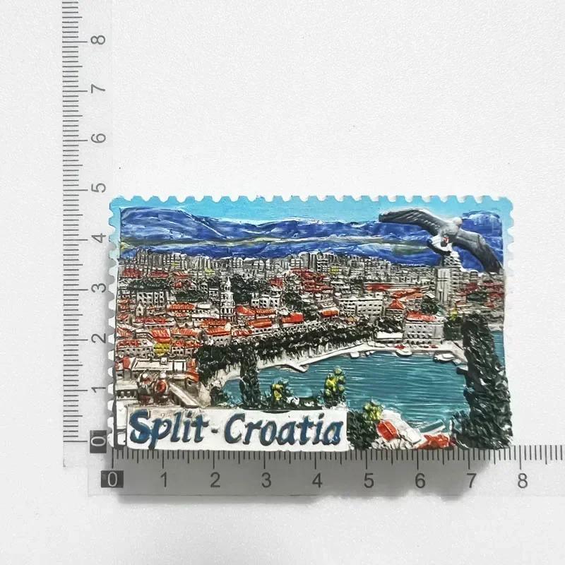 Μαγνήτης ψυγείου Croacia Τουριστικό σουβενίρ Kroatie Mediterranean Split Trogir Hvar Trogir Μαγνητικά αυτοκόλλητα ψυγείου Χάρτης της Κροατίας