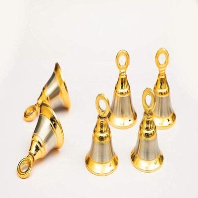 Brass Decorative Wall Hanging Bell Brass Bell Pooja Temple Hanging  with J Hock for Home, Living Room Outdoor Decorative Bell (Pack of 6)