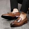 Gentleman Fashion Brown Black Patent Leather Tassel Dress Business Office Shoes For Men Charm Wedding Party Prom Flats Footwear
