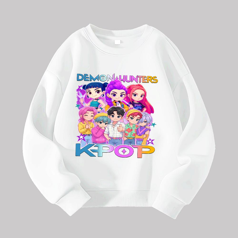 Kpop Lovci démonů Grafický potisk Mikina s kulatým výstřihem pro muže ženy teenagery Ležérní móda Dlouhý rukáv Pulovr Top