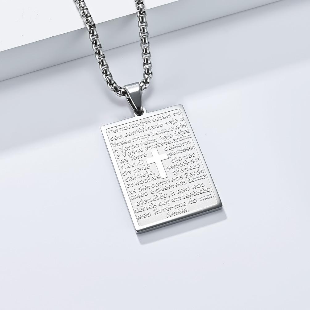 Vânzare Colier din Oțel Titan cu Text de Rugăciune În Europa și America Simplu și Personalizat pentru Cupluri Pandantiv din Oțel Inoxidabil Accesoriu la Modă