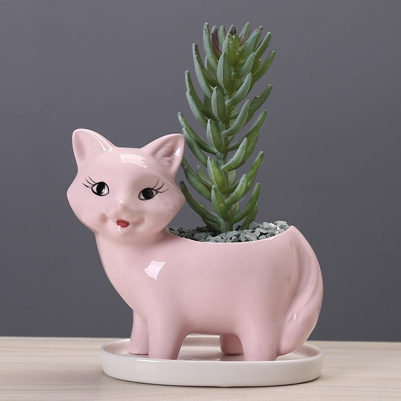 Gardening New Cartoon Ceramic Flower Pot Simple Creative Succulent Pot Ornament