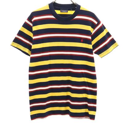 Camiseta de Manga Curta GYMPHLEX Padrão Listrado L Marinho Mulher Usado