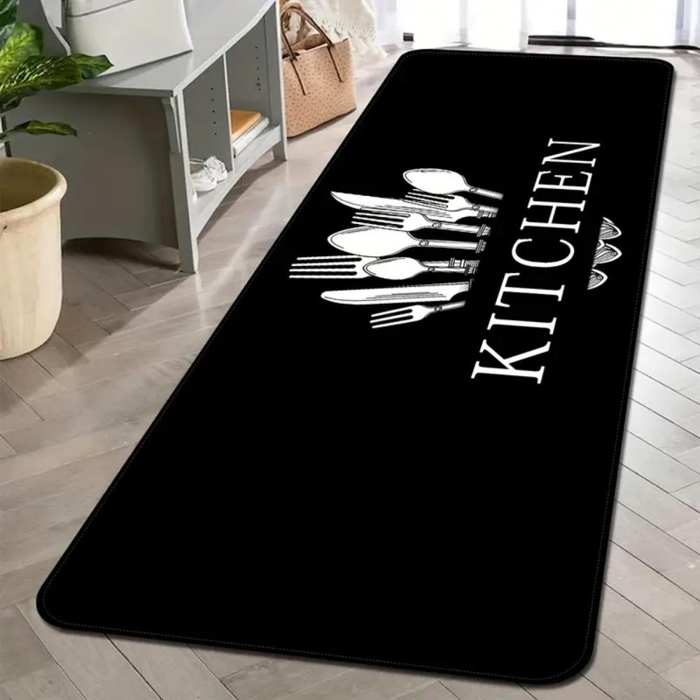 Tableware Pattern Floor Mat Dirt-resistant Doormat Kitchen Carpet Kitchen Runner Rug  Entrance