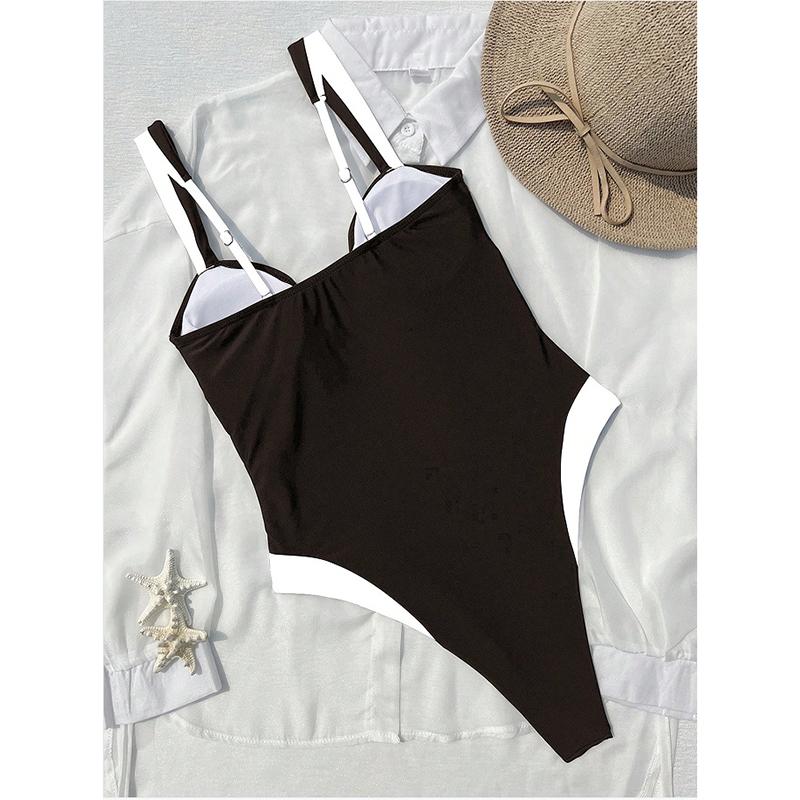 Splicing U Neck High Leg Cut One Piece Swimsuit Women Swimwear Female Monokini Bather Bathing Suit Swim Beachwear Bodysuit