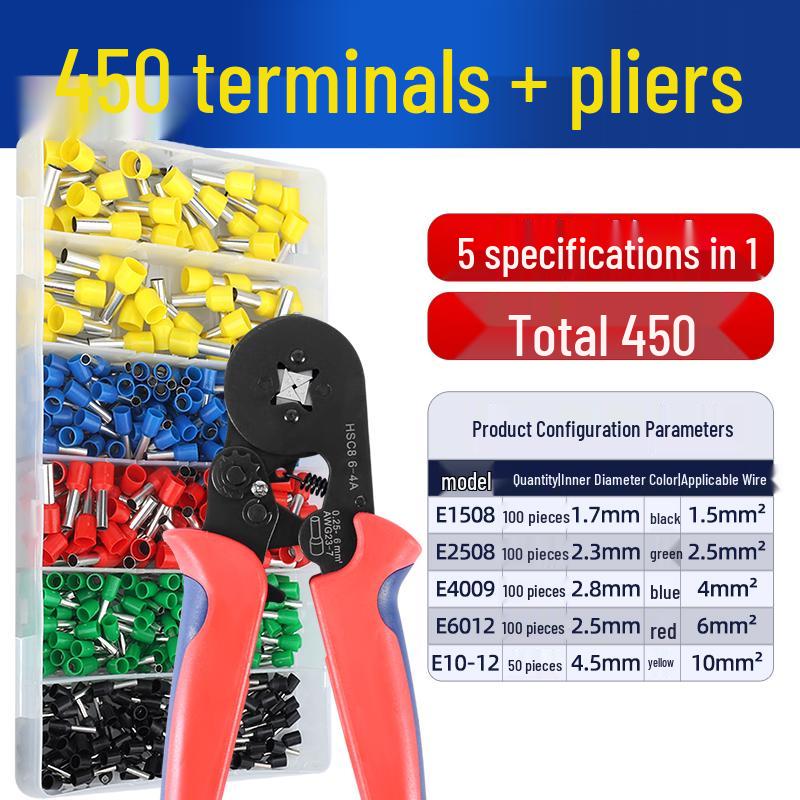European Pin-Type Pre-Insulated Copper Ferrule Wire Connectors with Crimping Pliers