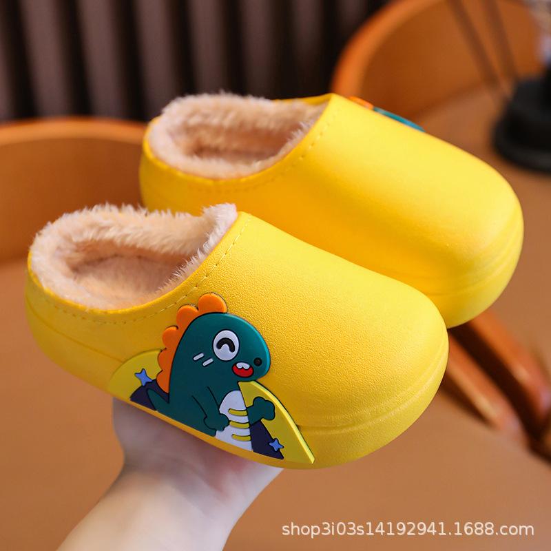 Children's Winter Slippers for Boys and Girls, Cute and Warm Cotton Shoes, Waterproof and Non-Slip Home Furry Children's Cotton Slippers