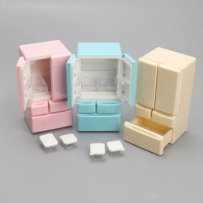 1ks Hračka domeček 1: 12 Kreslený Mini Lednička Miniaturní Jídlo Hrací Kuchyňská Scéna Kapesní Model Nábytku