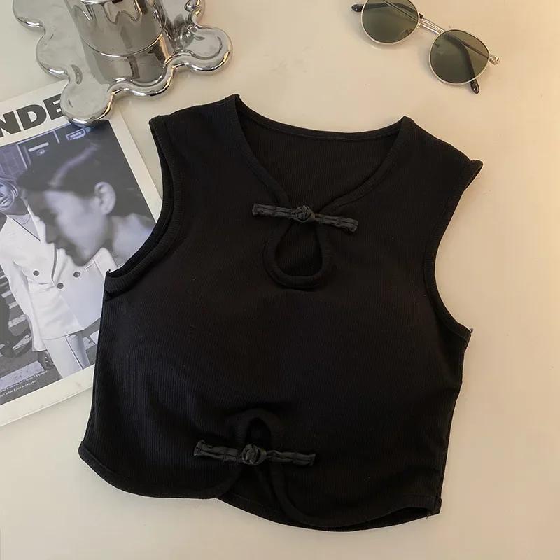 

Винтажные майки Hault для женщин, всемогущие повседневные укороченные топы без рукавов на пуговицах со встроенными бюстгальтерами, женские камзолы One Size