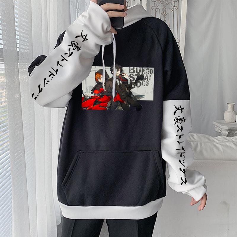 Manga Bungo Stray Dogs Dazai Osamu Sweatshirts Nakahara Chuuya Hot Anime Oversized Hoodies Hip Hop Y2k Women Men Patchwork Pullover