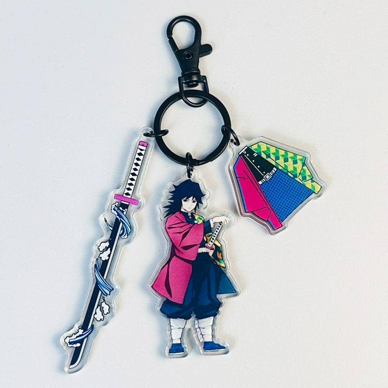 Keychain Pendant Anime Demon Slayer Kimetsu No Yaiba Kamado Tanjirou Double Sided HD Bag Pendant Gift For Fans Cosplay Props Jewelry Gift