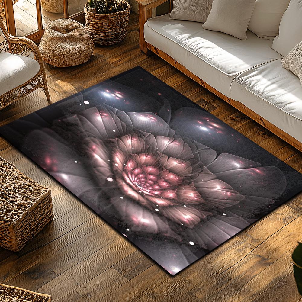 Tuniu Floral Galaxy Rug, Dark Pink Rose Pattern Non-Slip Home Floor Carpet Mat for Living Room Bedroom