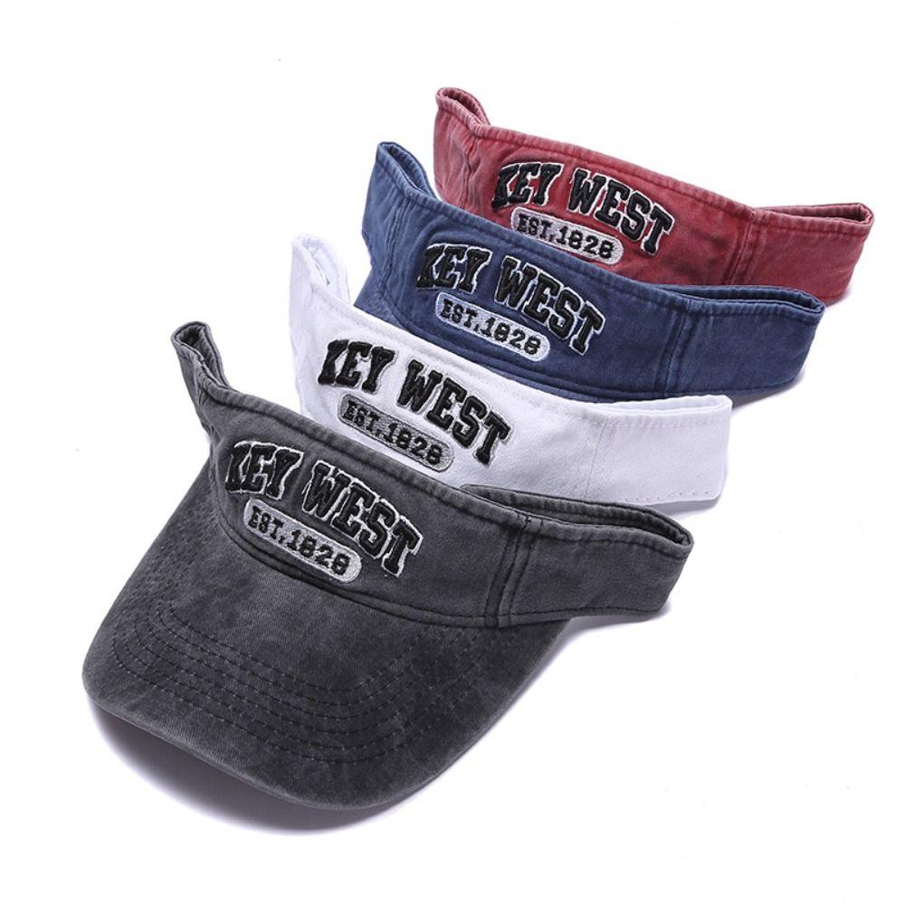 Cotton Letter Tennis Sunscreen Cap Adjustable Empty Top Sun Hat Summer Sports Sun Hats Men Women