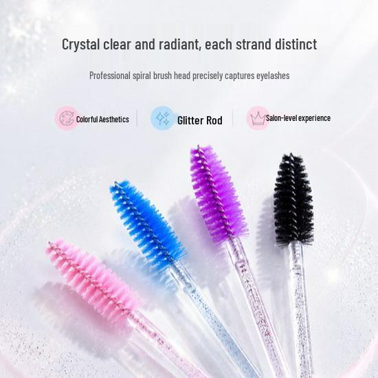Crystal Rod Mascara & Spiral Eyebrow Brush - Eyelash Extension Cleaning Tool