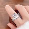 Handcrafted Nine Tail Foxes Peach Ring Open Adjustable Band Allergy resistant Alloy Jewelry Antique Style Foxes Ring