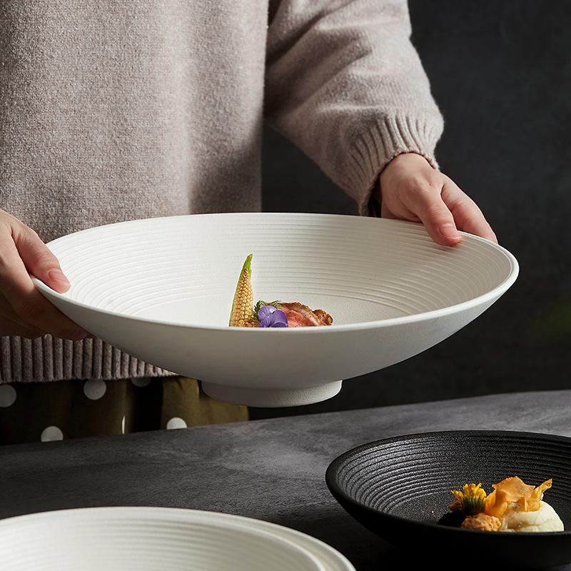 High-End Ceramic Conical Hat Bowl - Luxury Salad, Soup, Ramen Plate for Home & Restaurant