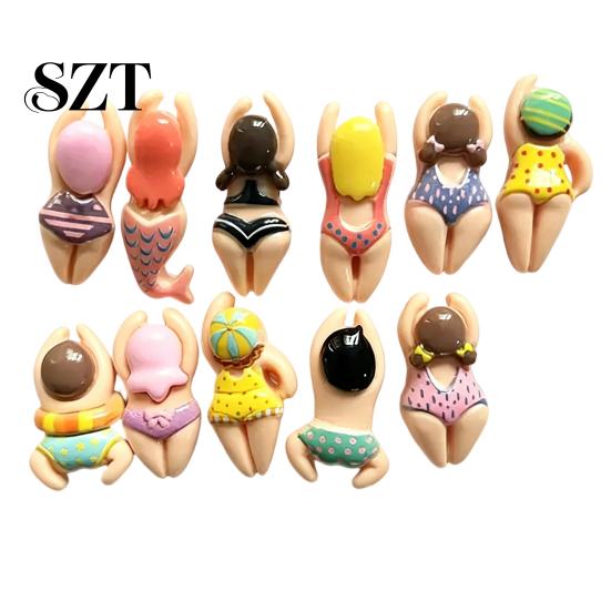 Swimming Athlete Magnet 6/11Pcs 3D Figure Refrigerator Magnet, Cartoon Bikini Women Kitchen Decorative Home Office Whiteboard Locker Fridge