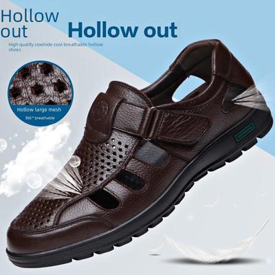 Men's Summer 2022 Non-Slip Breathable Leather Sandals for Middle-Aged and Elderly