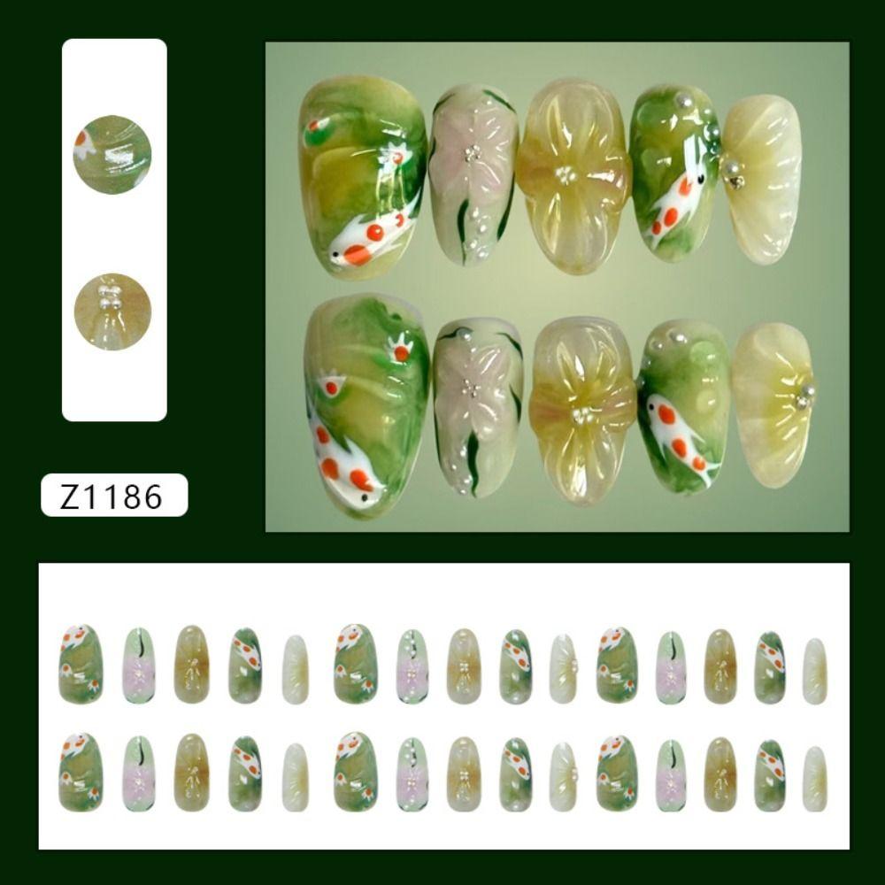 French False Nails Long Almond Press on Nails Manicure Fake Nails  Women