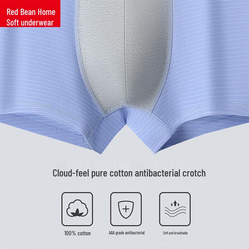 Hongdou Home Men's Antibacterial Cotton-Spandex Boxer Briefs (4-Pack)