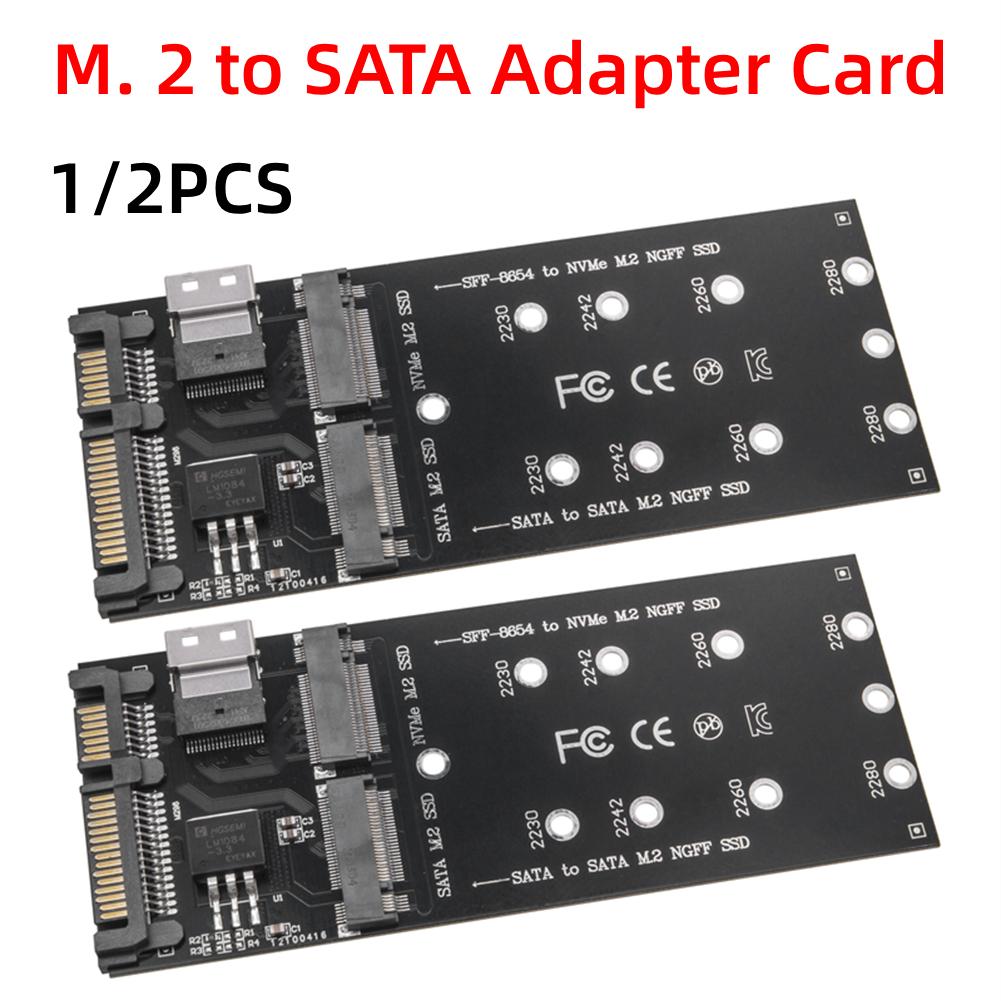 M.2 To SATA Adapter SFF-8654 To M2 NVME SSD Converter 22Pin SATA To M2 Expansion Card 2 in 1 Combo Adapter for Mainboard