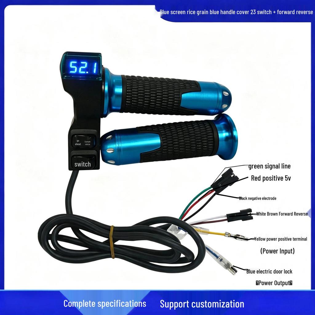 Blue Screen Electric Vehicle Throttle Grip with Voltage Display and Forward/Reverse Switch