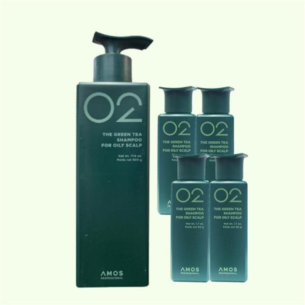 Amos Green Tea Real Oily Shampoo 500g + Additional 200g