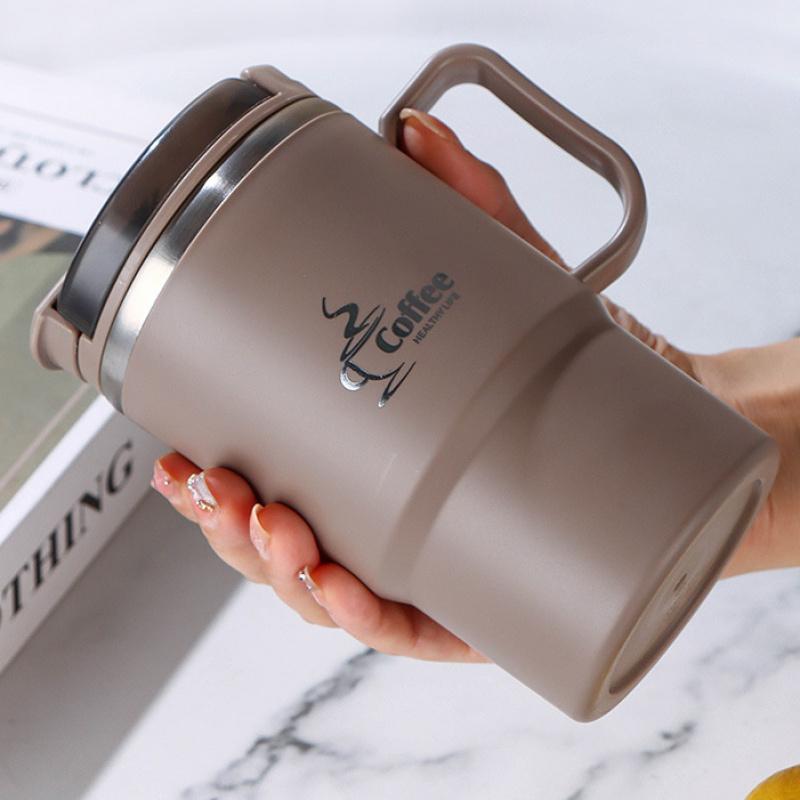 550ML Stainless Steel Coffee Mug Reusable Office Multipurpose Strainer&Spoon Double Layer Tea Water Cup Anti Scalding Drinkware