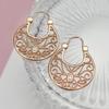 Fashion Rose Gold Color Zircon Earrings Simple Fan-shaped Floral Basket Earrings