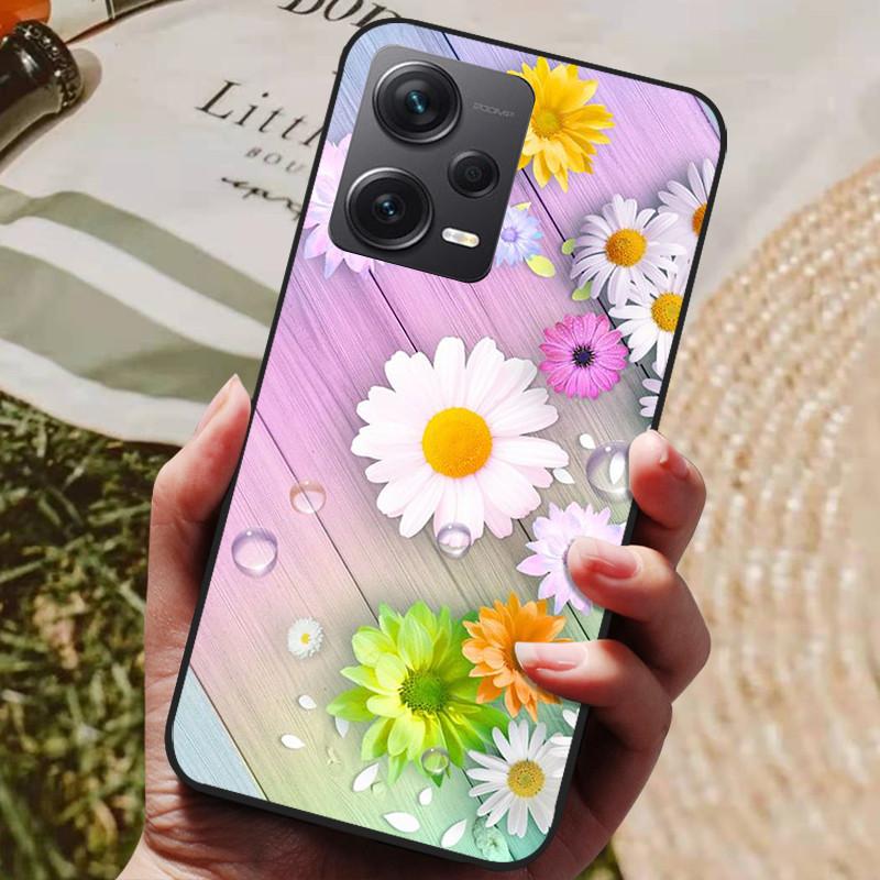 For Redmi Note 12 Pro 5G Case Note12 Covers Soft TPU Black Silicone Cover for Xiaomi Redmi Note 12 Pro+ 5G Plus Cartoon Painted