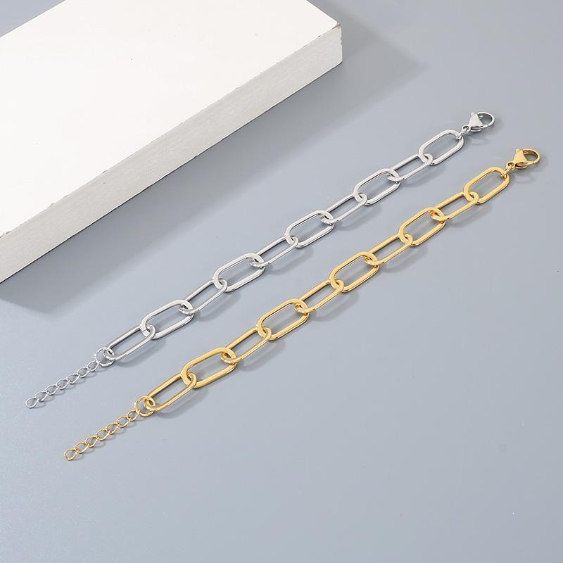 Kalen Stainless Steel Paperclip Chain Bracelet for Men Women Hop Hip Gold Color Accessory Adjustable Minimalist Fashion Jewelry