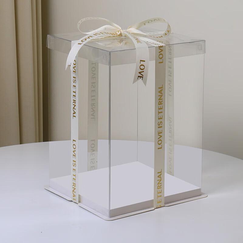 Fanshun Transparent Extra Tall 3-Tier 4-inch Cake Box (5 Sets)