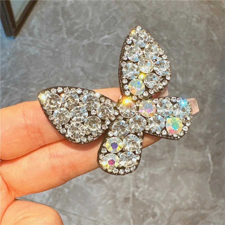 2025 Fashion Rhinestone Hair Clips Korean Shiny Butterfly Hairclips Women Snap Hairpin Hairgrip New Item Headwear Accessories
