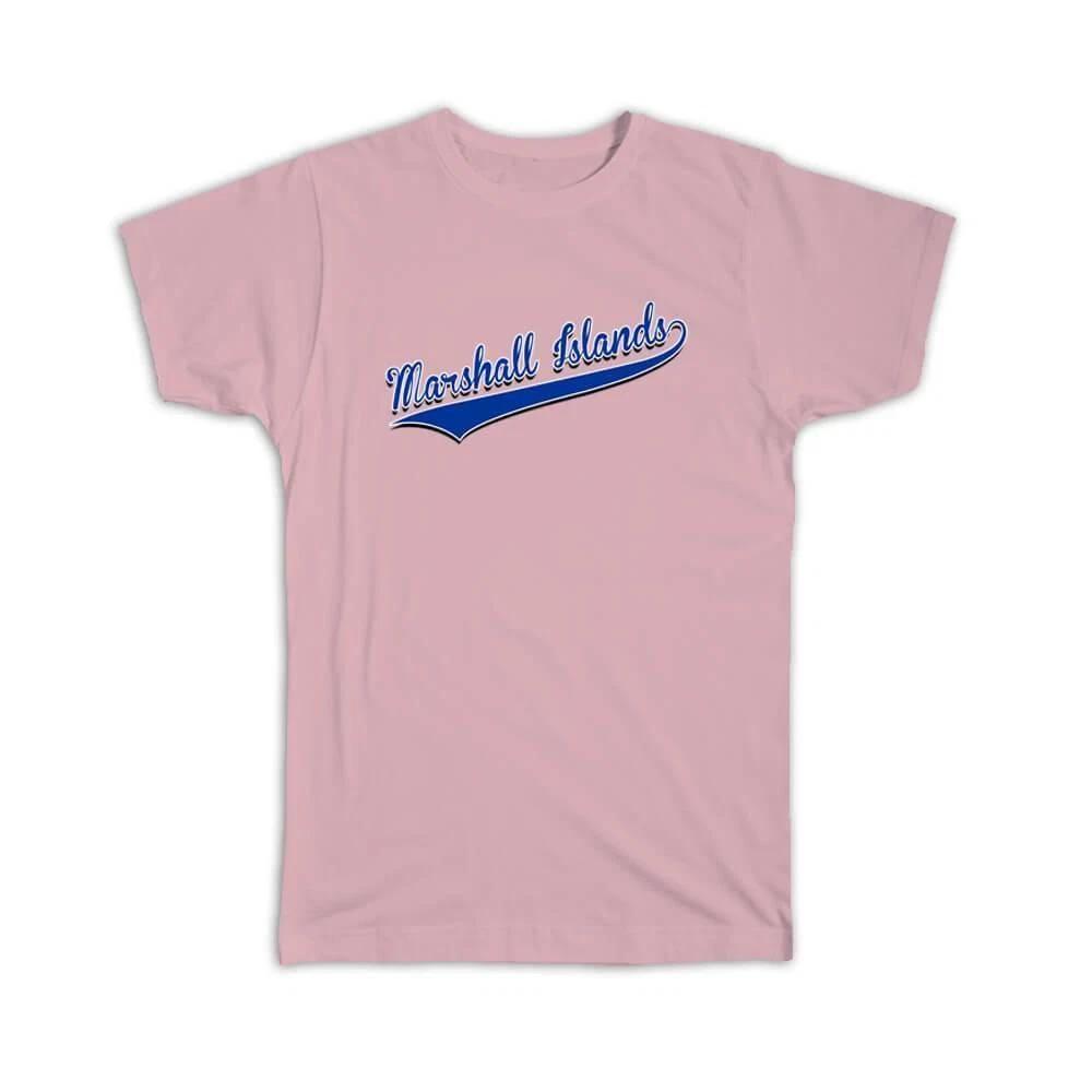 Gift T-Shirt : Marshall Islands Flag College Script Country Marshallese Expat M