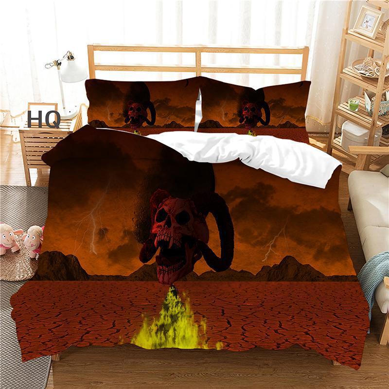 Three-Piece Digital Printing Kit Bedding, Skull Printing Home Textile Four-Piece Quilt