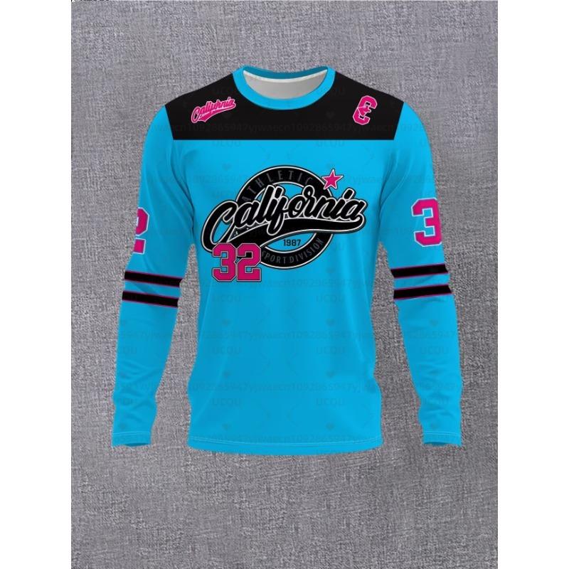 Men's T-shirt, Hockey Casual Wear, O-neck Daily Sweatshirt, Breathable Long-sleeved Top, Men's T-shirt