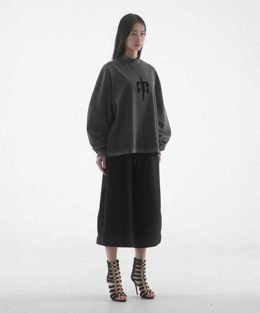 Paensyo Scissors Tuck See-Through 3/4 Pants - Black