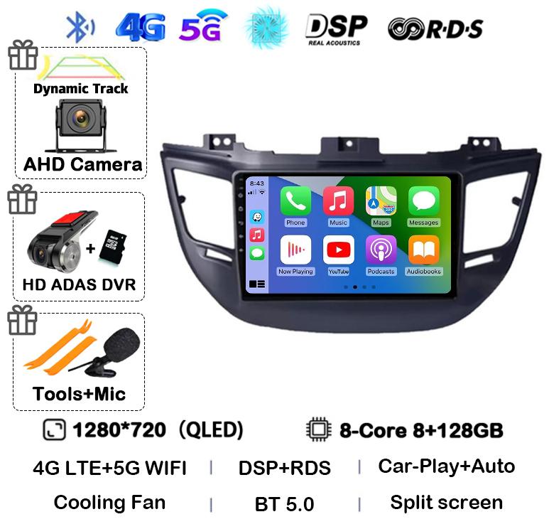 Android 14 Carplay Auto For Hyundai Tucson IX35 3 2015 2016 2017 2018 DSP 2Din Car Radio Multimedia Player GPS 4G+WIFI Stereo BT