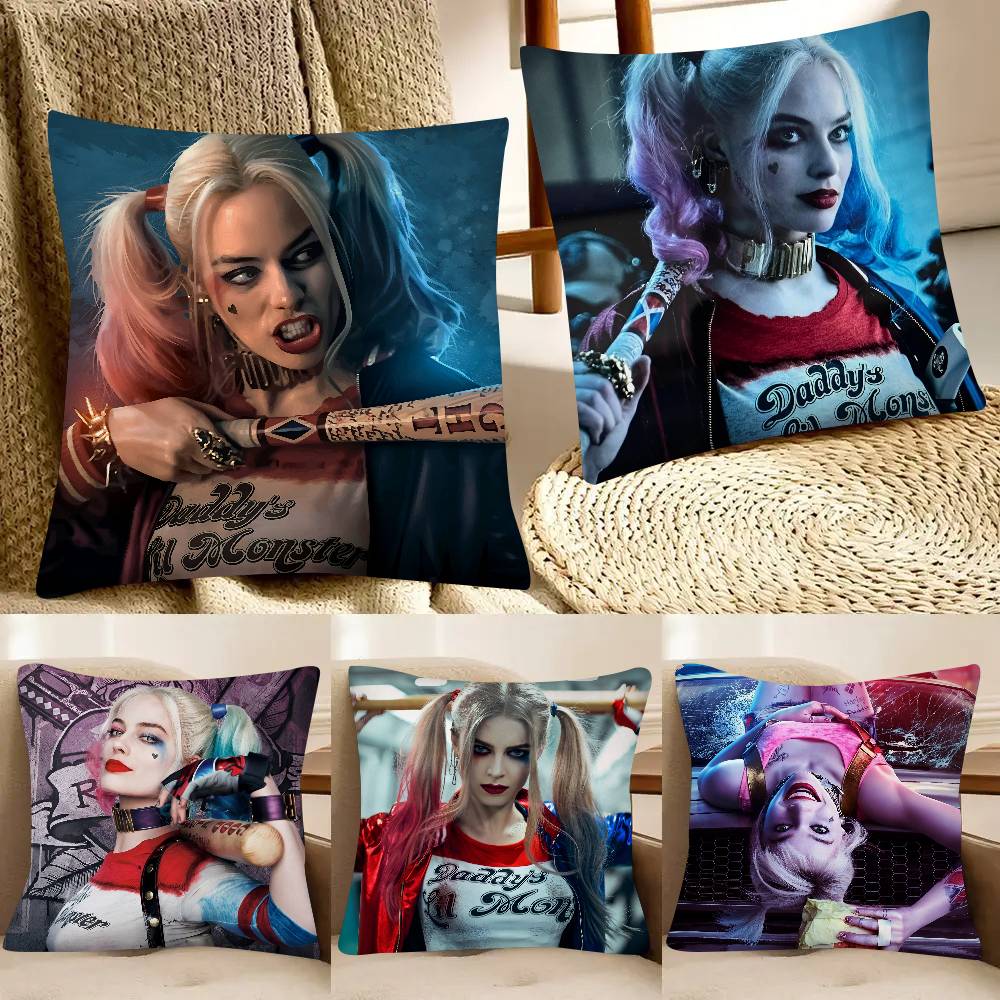Movie Characters HHarley QQuinn Pillow Case Fashion Square Pillowcase Bedroom Sofa Room Ins Decoration Leisure