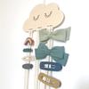 2 Pcs Wooden Cloud Hair Clip Organizer with Princess Headband Accessories, DIY Storage Hanging Pendant for Office Home Desktop Tabletop Organizer