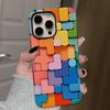 Sublimation Coated Glossy Phone Case Hard Plastic +TPU Soft TPU Shell Colorful Bricks Patterned Full Protective Back Cover for iPhone Samsung