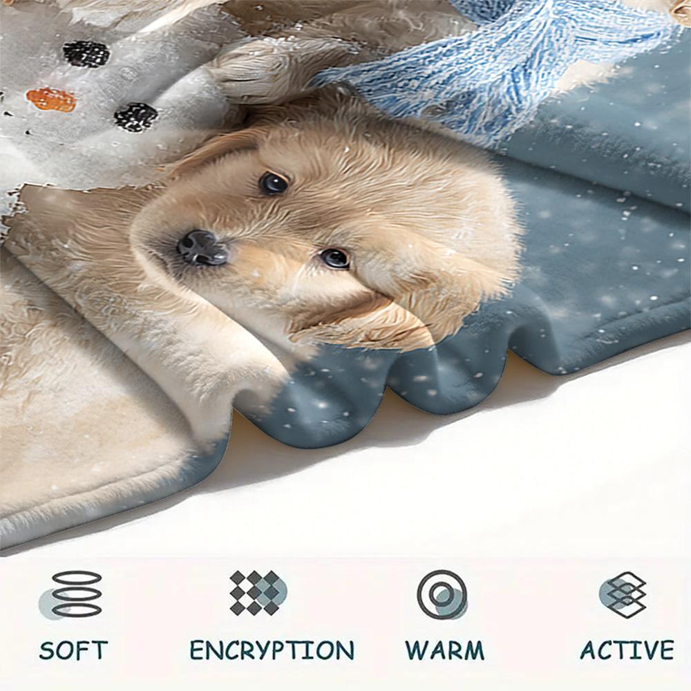 Golden Retriever Print Flannel Blanket, High Quality Comfortable for All Seasons, Home Decor, Warmth and Comfort, Perfect for Christmas Gifts