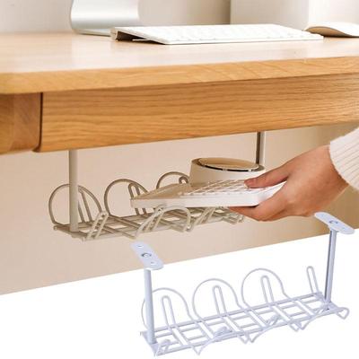 Home Living Room Holder and Basket Desk Tray Under Table Socket Hang Holder Power Strip Storage Rack for Offices Living Room Wire Cord Organizer