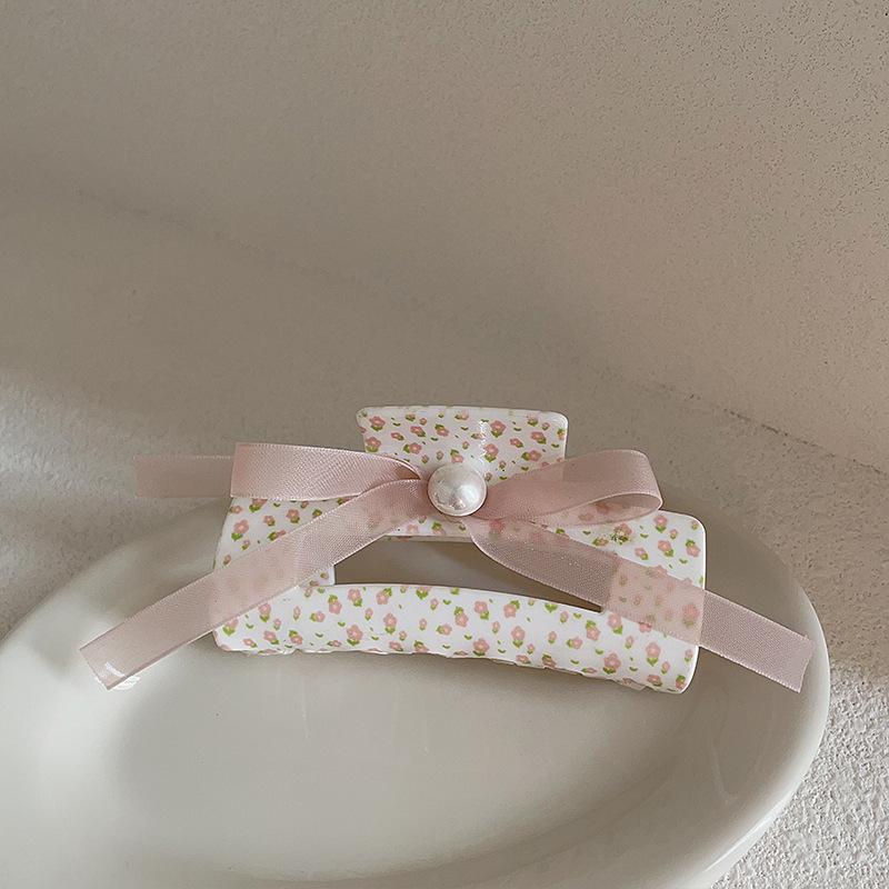 

Маленькая цветочная заколка-бантик с заколкой-клипсой Темперамент Универсальная заколка для волос с диском сзади Акриловая шпилька для волос