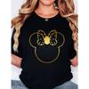 Plus Size Women's Summer/Golden Polka Dot Mouse Bow Casual Short Sleeve T-Shirt/Women's Fashion Printed Short Sleeve Top/Plus Size 0-8XL