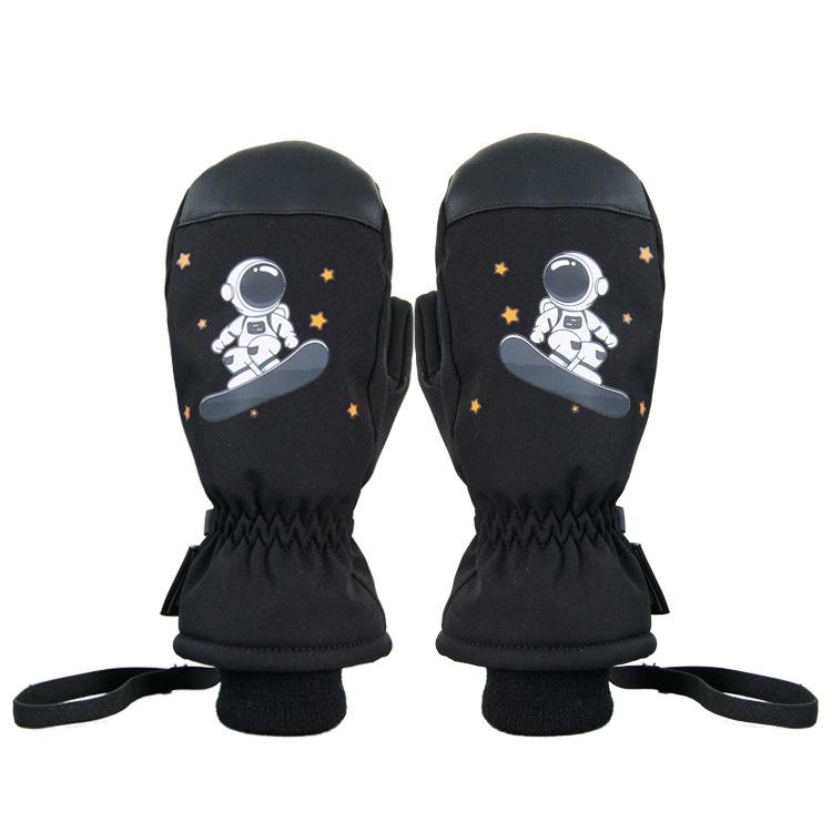 Children s Astronaut Ski Gloves Warm Thickened Windproof Waterproof Winter Play Snow Outdoor Sports Ski Braised S